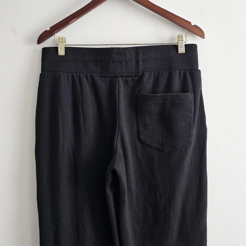 True Religion Shine Jogger Sweatpants Black Cotton Blend Logo Lounge Athletic S